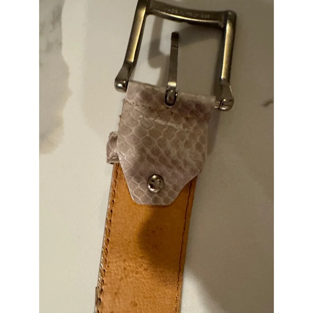 Made in Italy Women Beige‎ Snakeskin Suede Patchwork Leather Belt 100